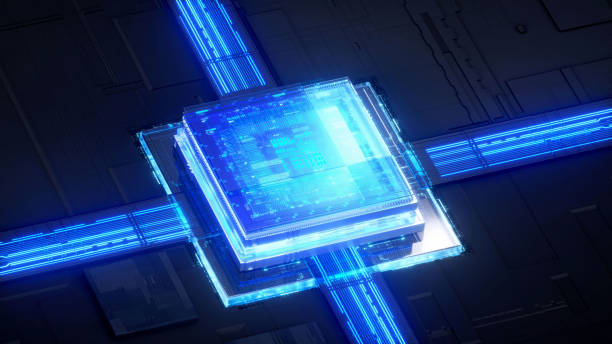 istock 3D rendering of cyberpunk AI. Circuit board. Technology background. Central Computer Processors CPU and GPU concept. Motherboard digital chip. Tech science background. 1413507263