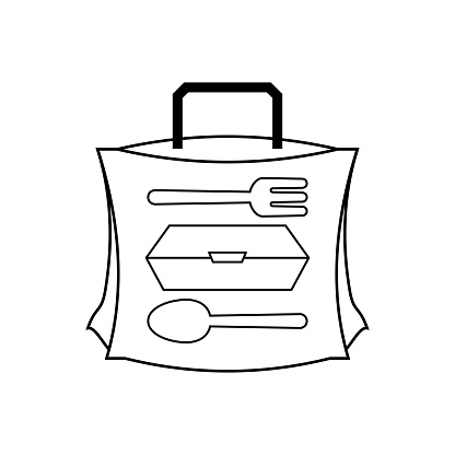 Fork, Spoon and food box in the food bag, Creative design The food delivery bag icon, vector