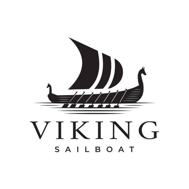 istock Vintage Viking Ship Silhouette with symbol design vector, sail, symbol template 1413515931