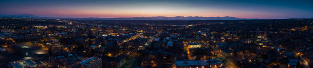 istock Santa Fe, NM at Dusk - Aerial Panorama 1413516603