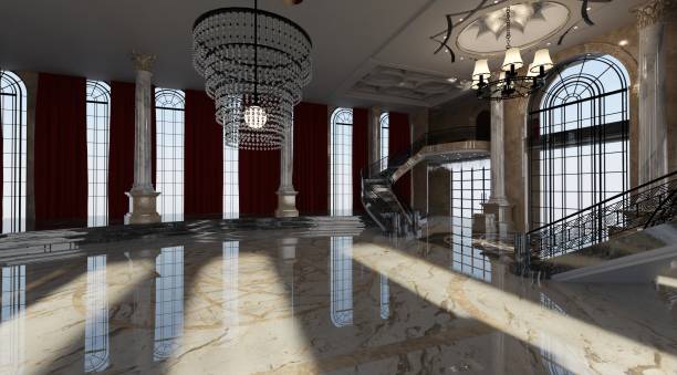 istock Ballroom in a palace interior 3d illustration 1413518425