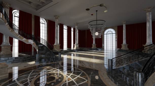 istock Ballroom in a palace interior 3d illustration 1413518432