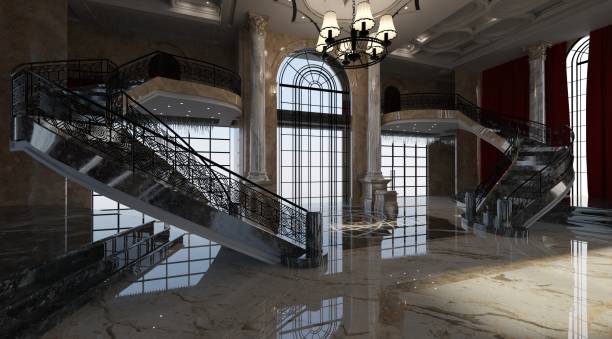 istock Ballroom in a palace interior 3d illustration 1413518437