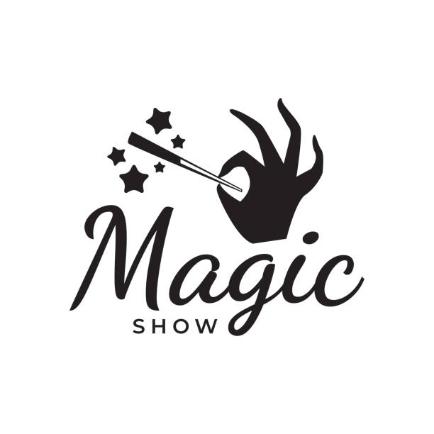 ilustrações de stock, clip art, desenhos animados e ícones de magic show magic wand hand icon vector template, emblem - magic circus wand circus theatrical performance stage theater