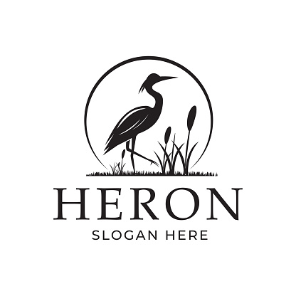 Stork Heron silhouette design symbol,design template