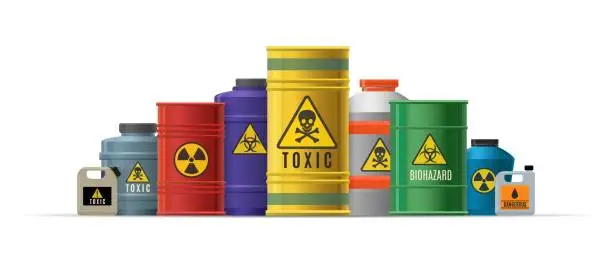 Vector illustration of Dangerousness chemicals tanks