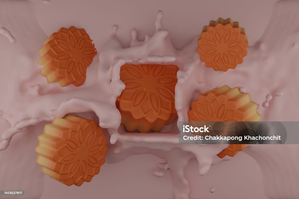 Mooncake Abstract Mooncake With Milk Splash Design Element White Abstract Liquid ...