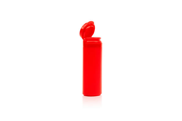 istock Red plastic bottle isolated on white background with clipping path. 1413529206