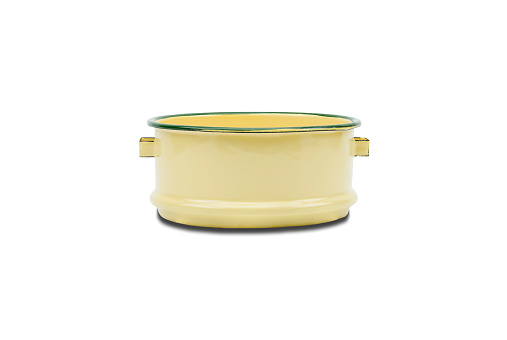 Yellow food carrier isolated on white background with clipping path.
