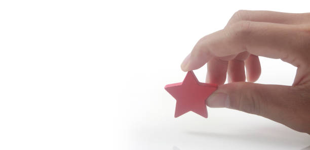 istock Rise on increasing five stars in human hand, Increase rating evaluation 1413531754