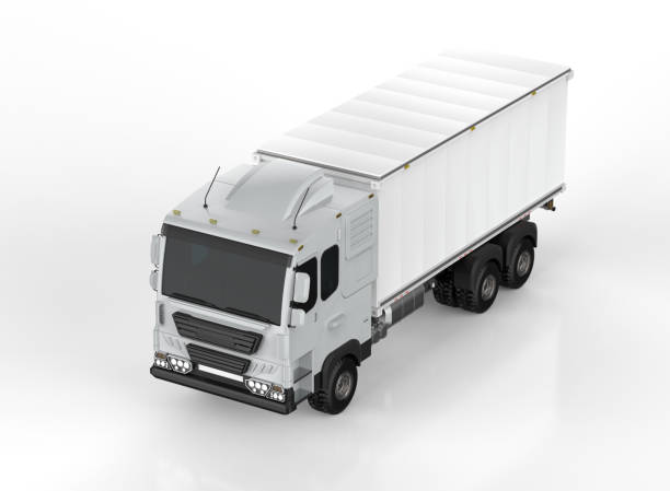 istock Logistic van trailer truck or lorry on white background 1413535270