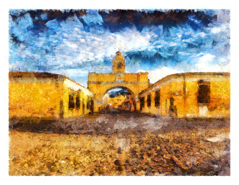 Santa catalina arch in antigua downtown - digital photo manipulation