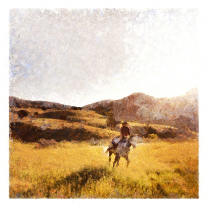 Cowgirl riding horse  - digital photo manipulation