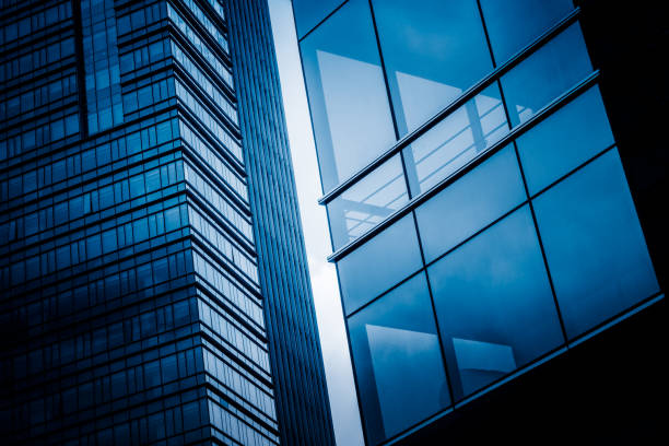 istock Urban abstract - windowed corner of office building 1413538073