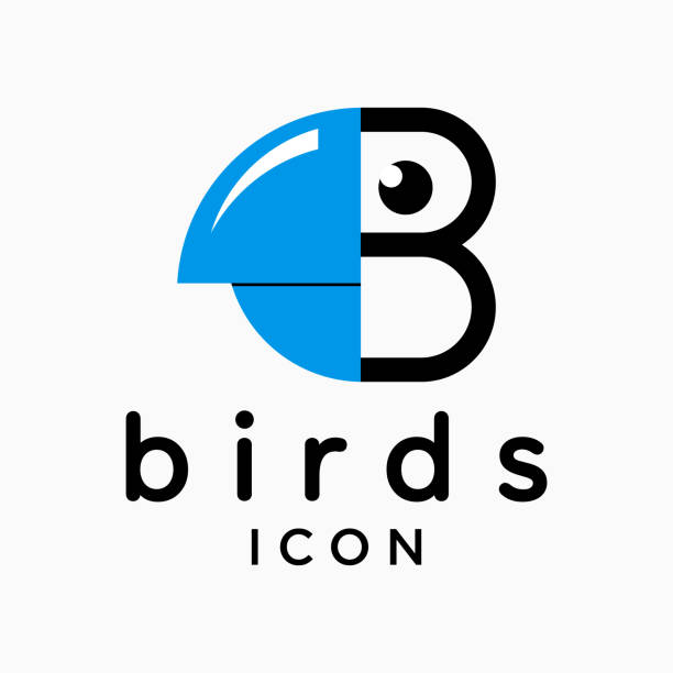 буква b птичьи круг голова абстрактная иконка свобода логотип дизайн вектор - twitter bird elegance blue stock illustrations