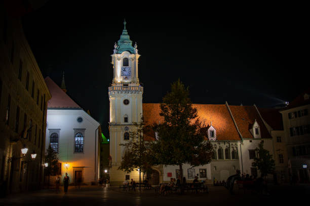 istock Bratislava old town by night 1413539629