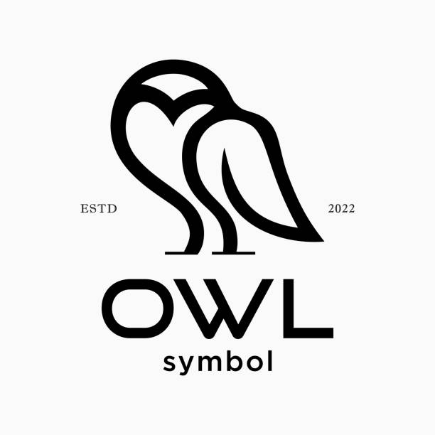 ilustraciones, imágenes clip art, dibujos animados e iconos de stock de búho pájaro diseño simple línea minimalista elegante logotipo diseño vector - buho