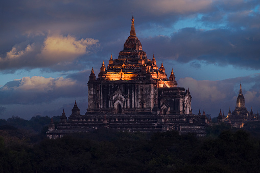 Temples in Bagan, Myanmar at Sunset.