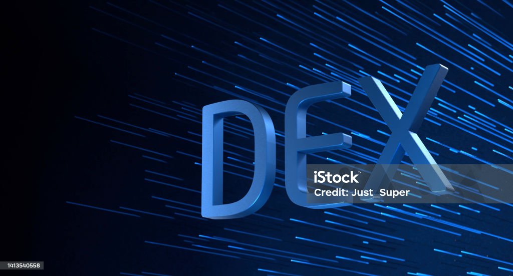 DEX decentralized exchange peer to peer crypto transaction trading Altcoin Stock Photo