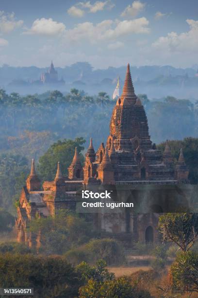 Temples In Bagan Myanmar At Sunset Stock Photo - Download Image Now - Bagan, Myanmar, Ancient
