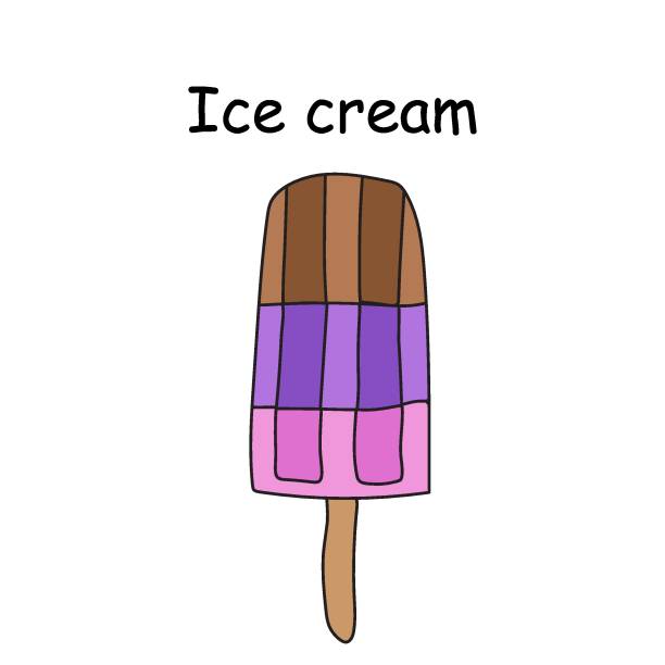 stockillustraties, clipart, cartoons en iconen met pink, purple ice cream on a stick poured with chocolate, frozen ice, ice cream vector doodle illustration - zalf tekening