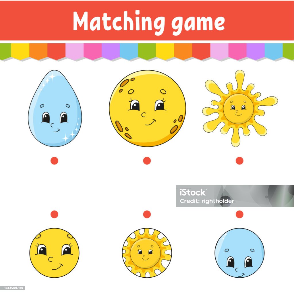 Matching Game Math Cartoon Matching Game For Kids Education Developing Worksheet Draw A Line ...
