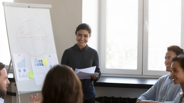 istock Indian mentor or coach lead group meeting in office 1413550928