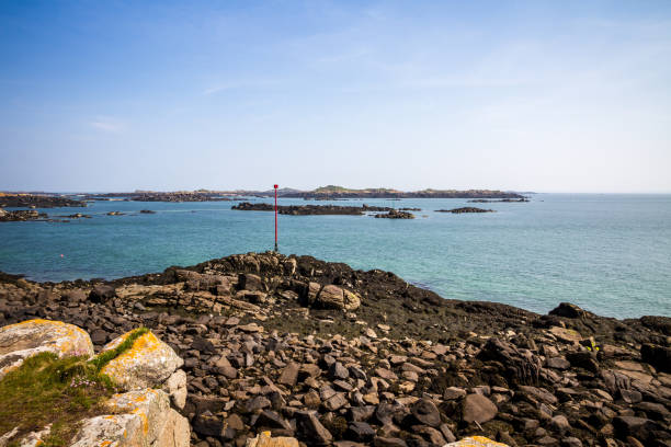 Chausey island coast and cliffs landscape in Brittany, France
