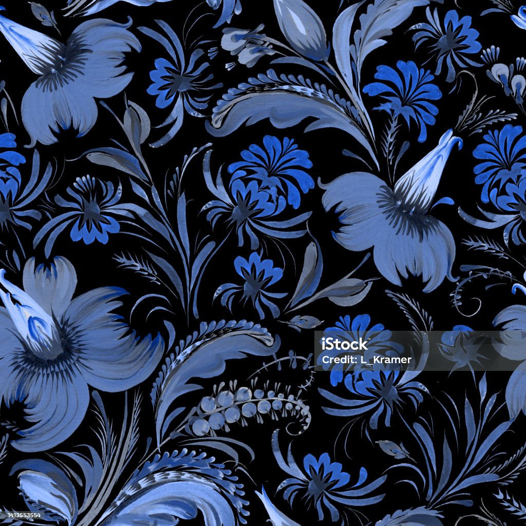 Ukraine Flower Pattern Floral Seamless Pattern In Ukrainian Folk Painting Style Petrykivka ...