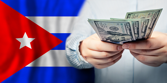 Currency exchange in Cuba concept
