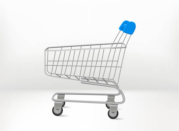 istock Supermarket metal shopping cart. 3d vector illustration 1413557750