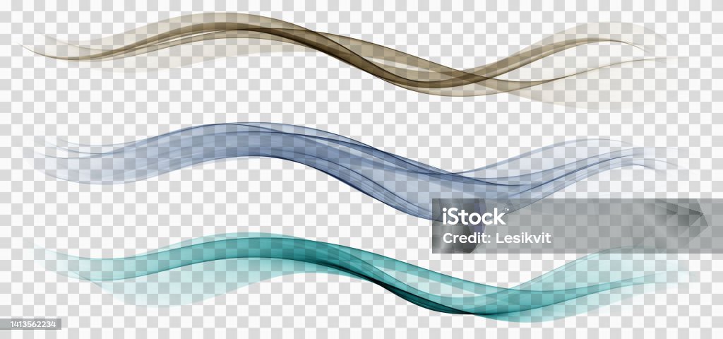 Wavy Elements Set Transparent Color Wave Flow Design Element Stock ...
