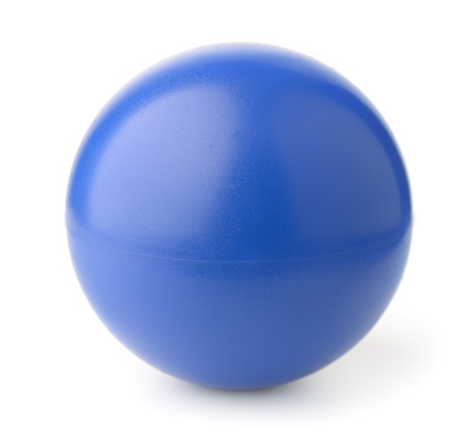 Blue foam stress ball isolated on white
