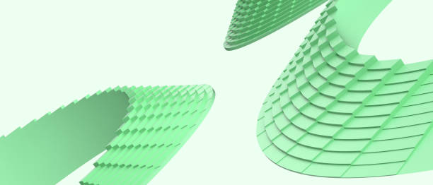 istock Creative idea. Abstract Background and Digital ladder Curve design for Metaverse digital and Technology connection Concept on green background. Internet connection, network, banner- 3d Rendering 1413566827