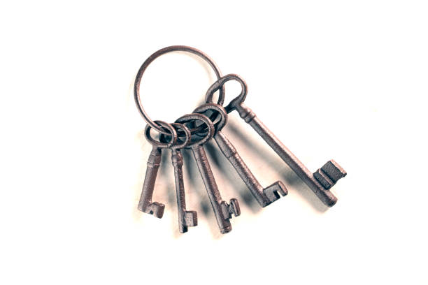 istock rusty bunch of old keys on white background, close up 1413569853