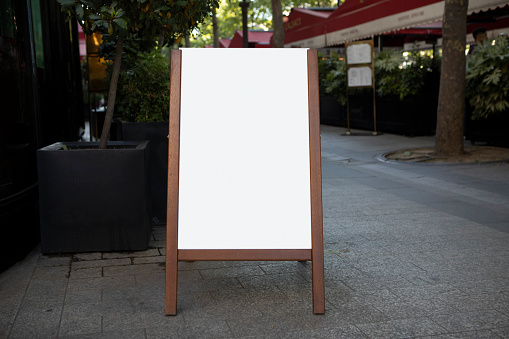 A-frame sign left blank for your own message