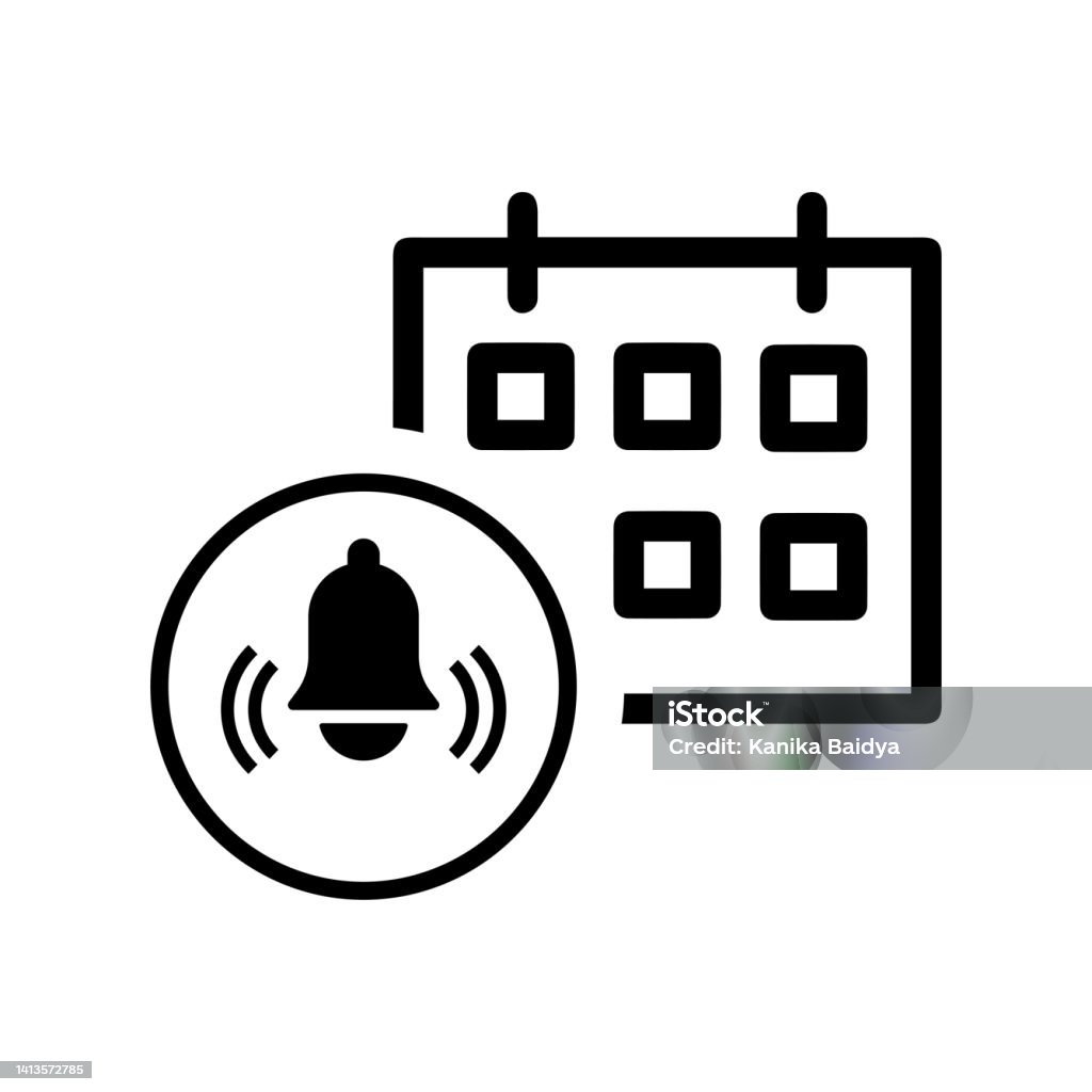 Calendar Notification Icon Black Vector Graphics Stock Illustration