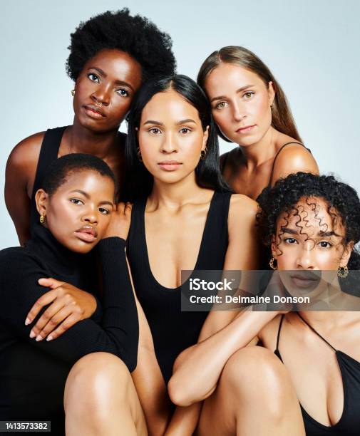 A Diverse Group Of Beautiful Women With Natural Beauty And Glowing Smooth Skin Portrait Of Many Attractive Female Fashion Models With Great Skincare Of All Races Tones And Style Stock Photo - Download Image Now