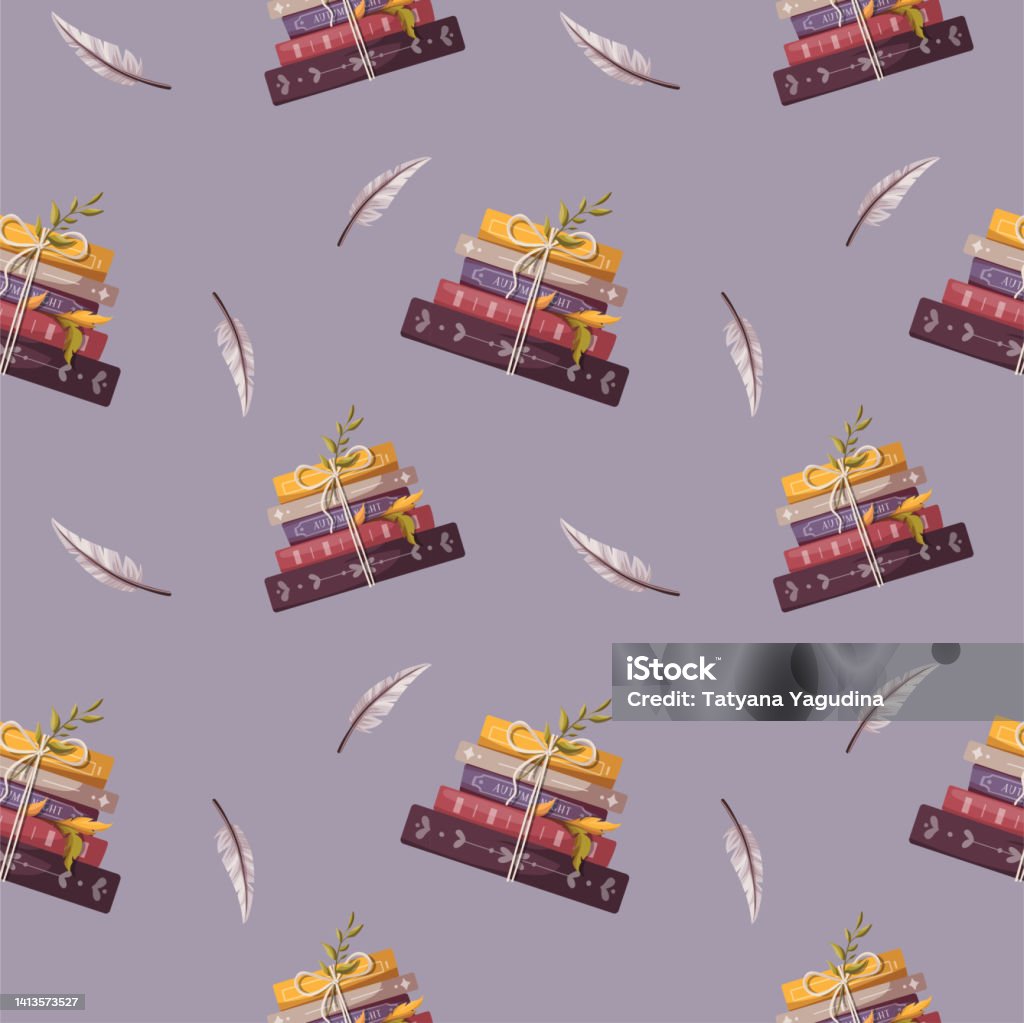 Book Store Pattern Seamless Pattern With Stacks Of Books Stock Illustration - Download ...