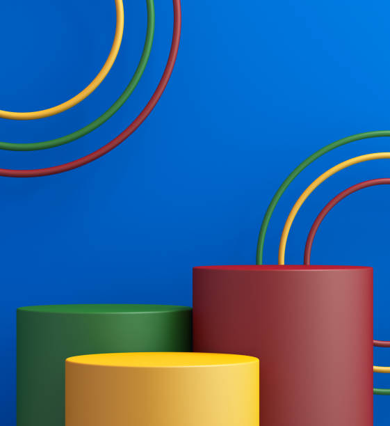 istock Product stand, colorful 3d mock up for presentation, colorful background, 3d rendering 1413575454
