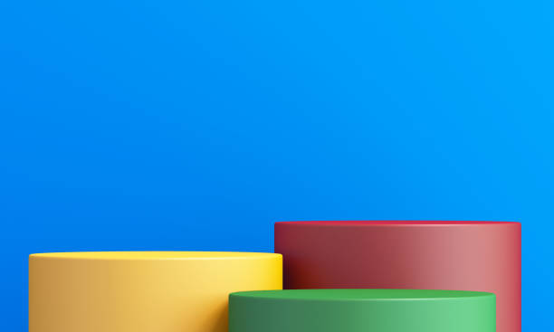 istock Product stand, colorful 3d mock up for presentation, colorful background, 3d rendering 1413575509