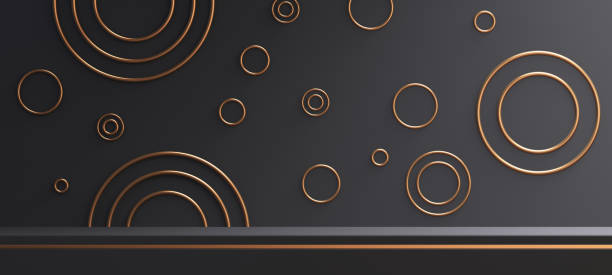 istock 3d podium product mockup with abstract background on black and gold background,3d render illustration 1413575961
