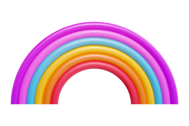 istock 3d cartoon rainbow on white background. Minimal realistic design art element. Funny children toy. Glossy sweet decoration. Vector illustration. 1413576385