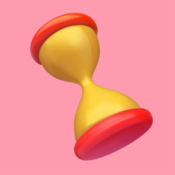 istock 3d cartoon hourglass in realistic plastic colorful style. Funny vintage sand clock. Minimal modern design element. Cute children clay glossy toy. Vector illustration. 1413576388