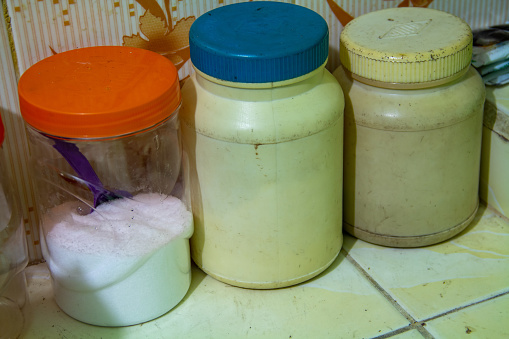 A jar used to store spices in the kitchen