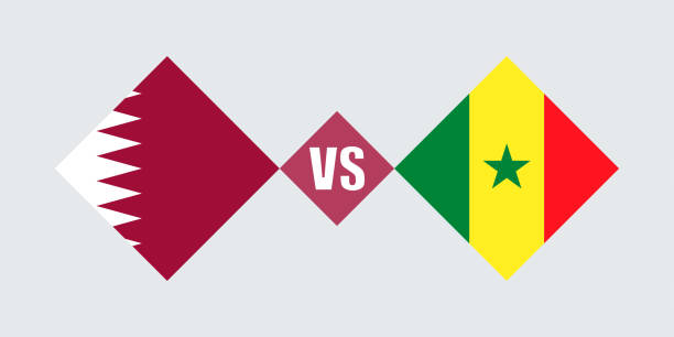 senegal vs koncepcja flagi kataru. ilustracja wektorowa. - qatar senegal stock illustrations