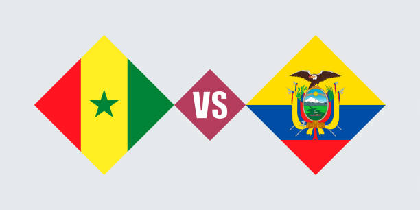 концепция флага сенегала против эквадора. векторная иллюстрация. - senegal stock illustrations