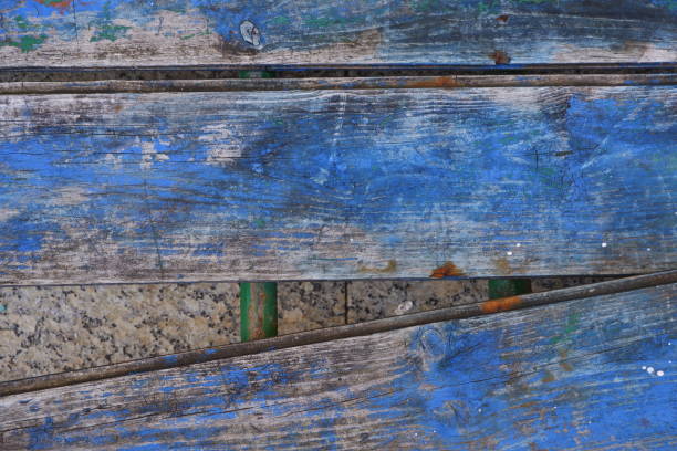 Texture of a old blue wooden planks