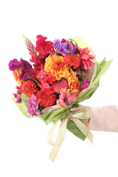 istock Mixed flowers bouquet on white 1413585496