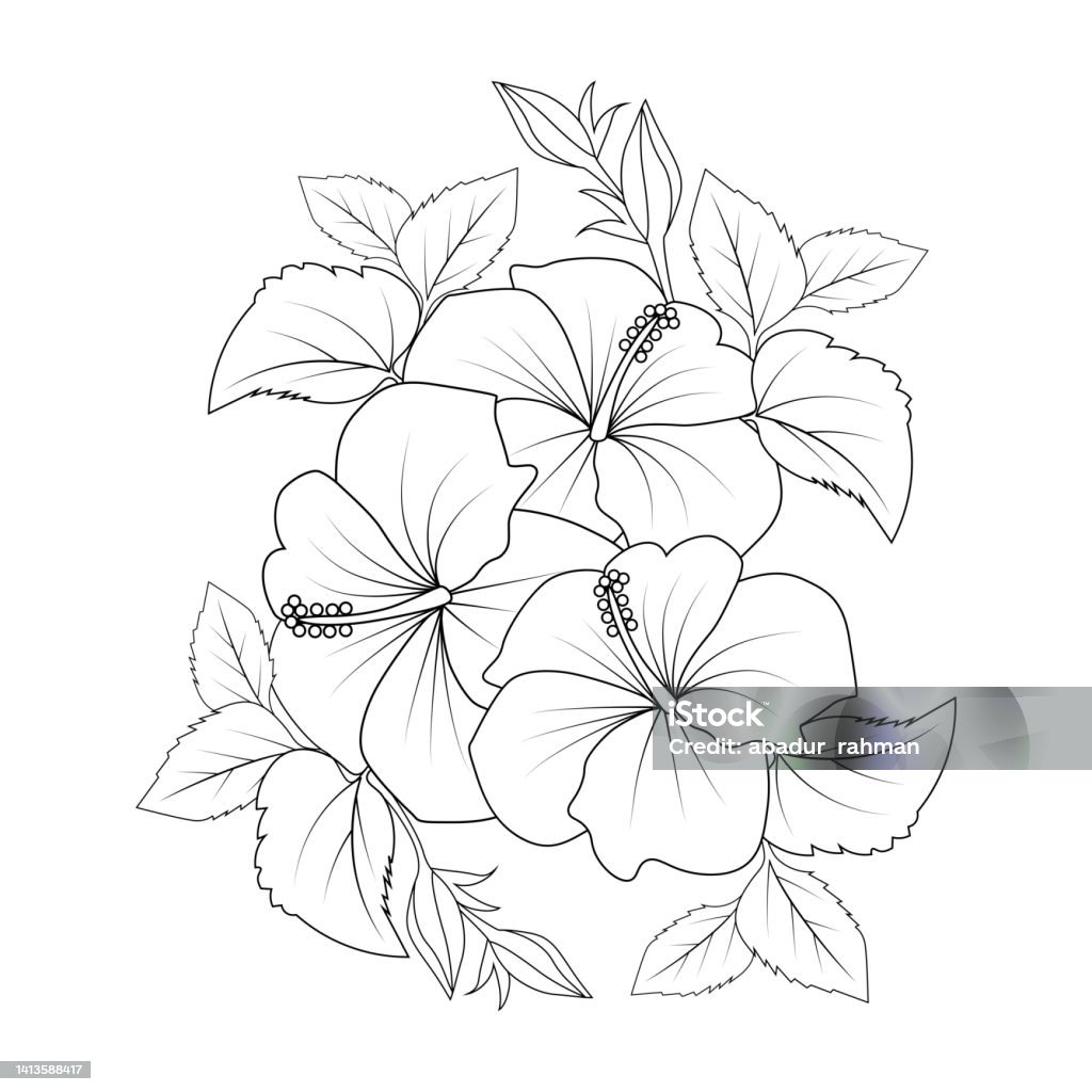 Ilustración de Ilustración De La Página Para Colorear De Flores Hawaianas  Con Trazo De Arte Lineal De Blanco Y Negro Dibujado A Mano y más Vectores  Libres de Derechos de Abstracto -